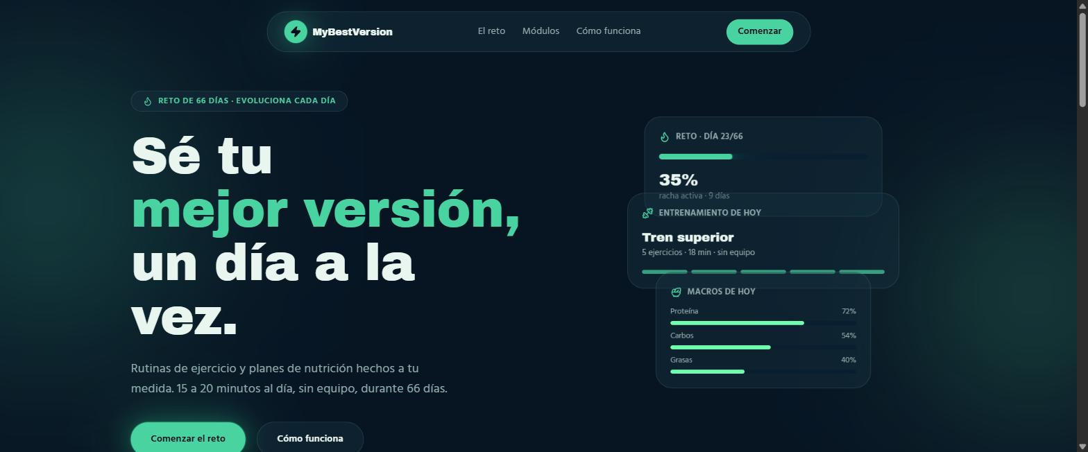 Captura del sitio de MyBestVersion